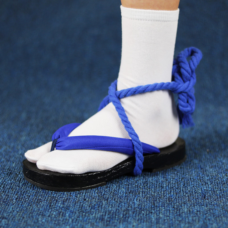 Geta Wooden Sandal - รองเท้าเกตะสายรัดสีน้ำเงิน – รองเท้าไม้ญี่ปุ่นสำหรับคอสเพลย์ รองเท้าสำหรับการแสดงชุดกิโมโน และอุปกรณ์ประกอบฉาก