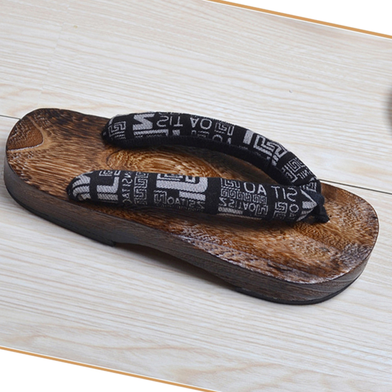 Geta Wooden Sandal - Unisex ไม้ Paulownia คอสเพลย์นินจาญี่ปุ่นแบบดั้งเดิมแบนด้านล่าง Geta Clog