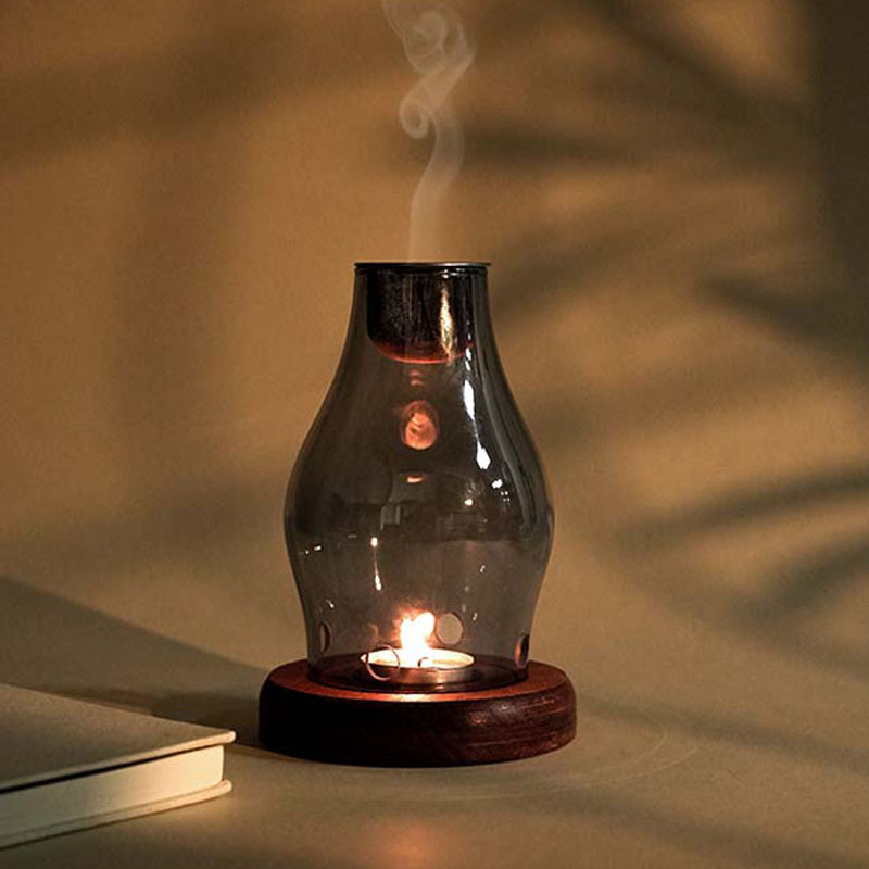 Japanese Candle Wax - สไตล์ญี่ปุ่นเชิงเทียนแก้วโคมไฟอโรมา Retro Home ห้องนอนทนไฟธูป Burner