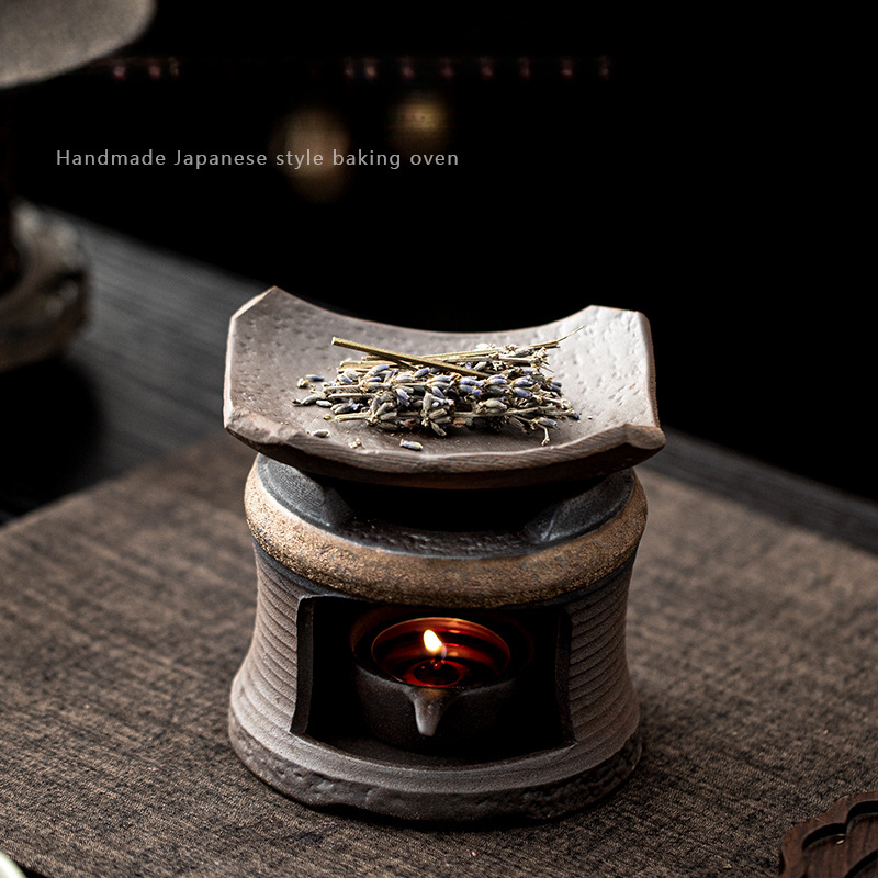 Japanese Candle Wax - เครื่องกระจายกลิ่นหอมเซรามิกญี่ปุ่นแบบติดผนัง พร้อมเตาอุ่นเทียนหอมและเตาเผาเครื่องหอมสำหรับสมุนไพร เช่น เซจและซีดาร์ สร้างบรรยากาศอบอุ่นเหมือนเตาผิง