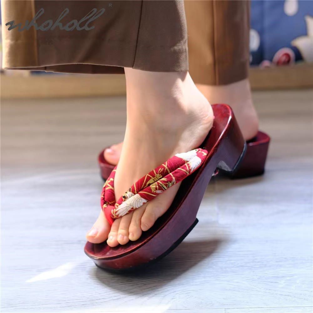 Geta Wooden Sandal - รองเท้าเกต้าญี่ปุ่นสำหรับคอสเพลย์ รองเท้าแตะส้นเตารีดสำหรับผู้หญิง พื้นรองเท้าไม้ รองเท้าแตะแบบหนีบ รองเท้าคล็อก ขนาด