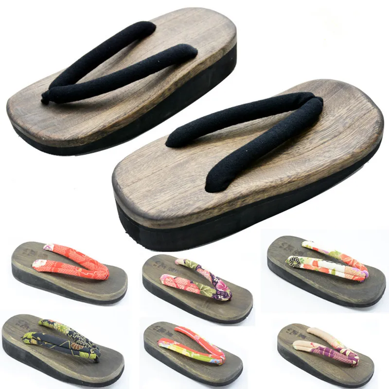 Geta Wooden Sandal - รองเท้าคอสเพลย์ผู้หญิง ส้นกลาง แบบญี่ปุ่น เกตะ รองเท้าแตะแบบคลาสสิก รองเท้าแตะชายหาด