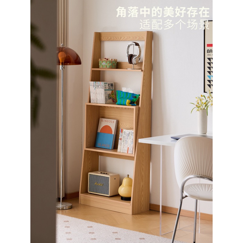 Japanese Lifestyle Book - ชั้นวางหนังสือสไตล์นอร์ดิกแบบญี่ปุ่น ชั้นวางหนังสือขนาดเล็ก ชั้นวางหนังสือภาพสำหรับเด็ก ชั้นวางหนังสือตั้งพื้นในห้องนั่งเล่น ชั้นวางของ