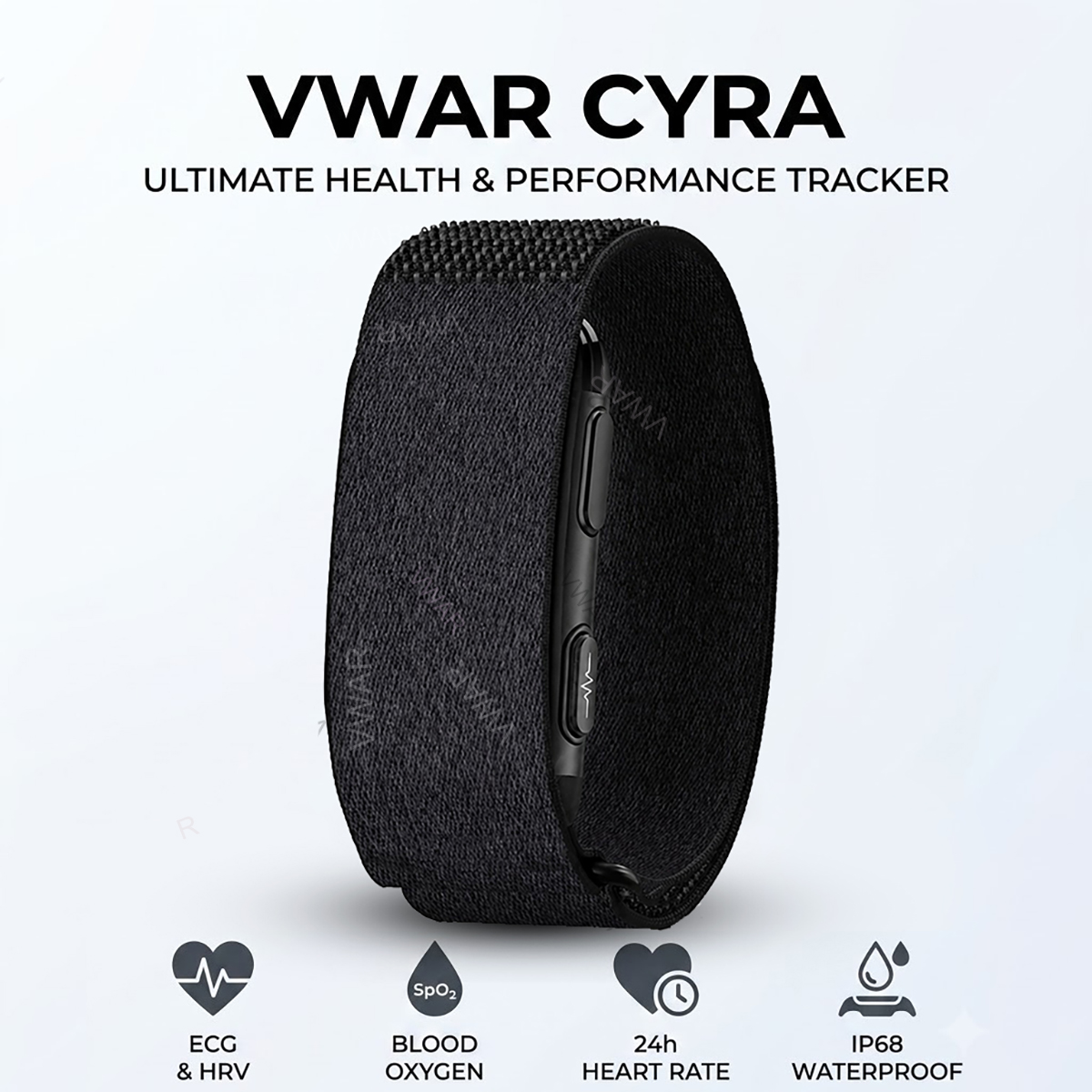 Japanese Active Lifestyle - VWAR CYRA สายรัดข้อมืออัจฉริยะไร้หน้าจอสำหรับติดตามสุขภาพ ECG+HRV วัดอัตราการเต้นของหัวใจ กันน้ำ